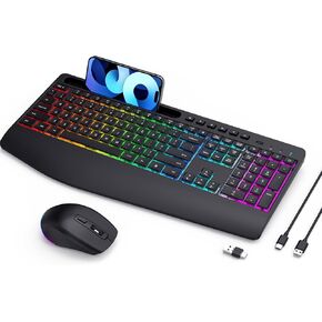 Wireless Keyboard Mouse Combo Ergonomic-RGB Silent Set for Computer in Saudi Arabia