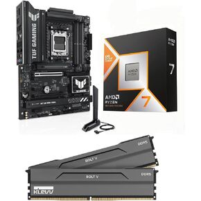 Micro Center CPU Motherboard Memory Combo: AMD Ryzen 7 9800X3D CPU Processor with ASUS TUF Gaming B850-PLUS WiFi AM5 ATX Motherboard and KLEVV Bolt V DDR5 32GB (2x16GB) 6000MHz CL30 Ram Memory in Kuwait