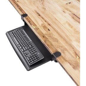 EHO Keyboard Tray with Drawer - Clamp On Under Desk Pull Out Extender Table Attachment Platform with Storage Organizer, Large 27.5" (31.8" Including Clamps) x 12.2", Height Adjustable for Home Office in Saudi Arabia