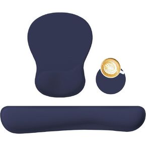 RICHEN Wrist Rest Support for Mouse Pad&Keyboard Set with Coaster,Concave Curved Memory Foam, Non-Slip Base Pain Relief Comfortable Easy Typing Pad for Home/Office (Light Blue) in Saudi Arabia