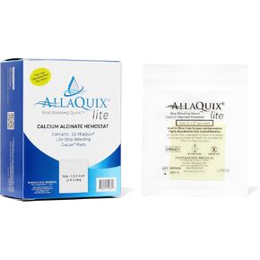 Stop Bleeding Fast – AllaQuix Lite Hemostatic Gauze Pads 2" x 2" – Calcium Alginate Wound Dressing – Sterile, Non-Adherent, High Absorbency – First Aid for Minor Cuts – 20 Count in Saudi Arabia