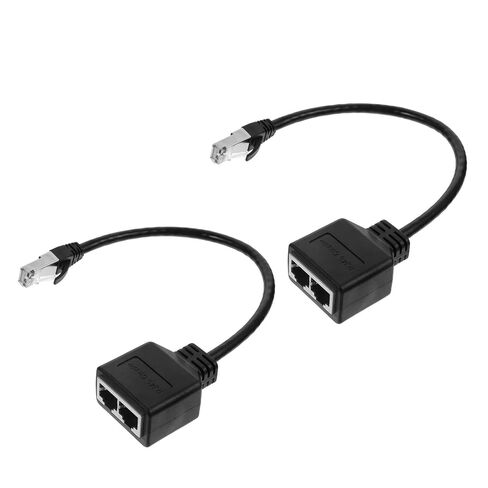 Ethernet Splitter Adapter Black 2 Pack for Network Extension in Kuwait