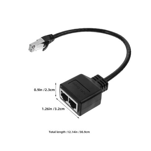 Ethernet Splitter Adapter Black 2 Pack for Network Extension in Kuwait