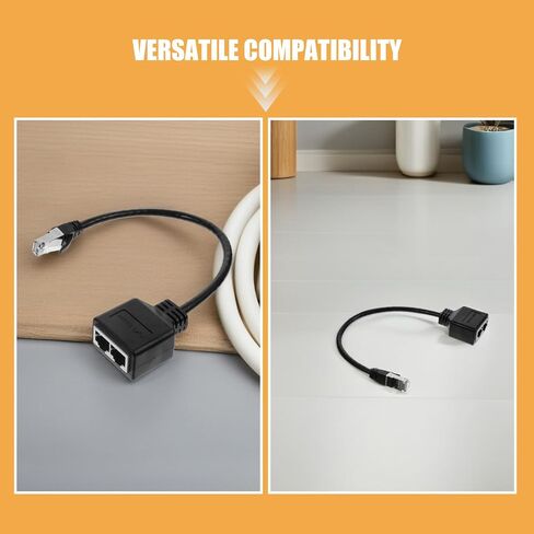 Ethernet Splitter Adapter Black 2 Pack for Network Extension in Kuwait