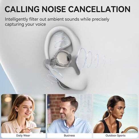 Oraolo Open Ear AC600 Headphones, Bluetooth 6.0 Wireless Earbuds with HiFi Stereo, Clip-On Earbuds with ENC Clear Call, 24H Playtime, Touch Control, IPX6 Waterproof Wireless Headphones for Outdoor in Kuwait
