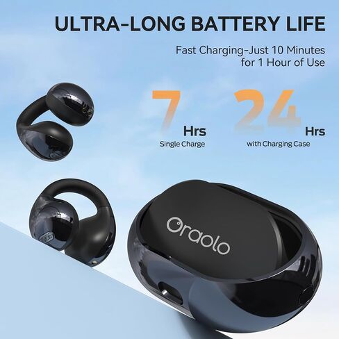 Oraolo Open Ear AC600 Headphones, Bluetooth 6.0 Wireless Earbuds with HiFi Stereo, Clip-On Earbuds with ENC Clear Call, 24H Playtime, Touch Control, IPX6 Waterproof Wireless Headphones for Outdoor in Kuwait