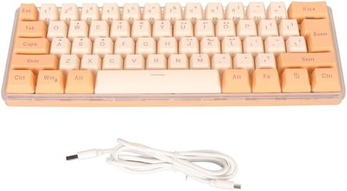 60% Wired Gaming Keyboard 61 Keys – RGB Backlit Compact Keyboard for Windows,Ergonomic Design with Plug and Play USB Cable(Yellow Orange) in Kuwait