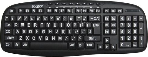 Ezsee Low Vision Keyboard Large White Print Black Keys in Kuwait