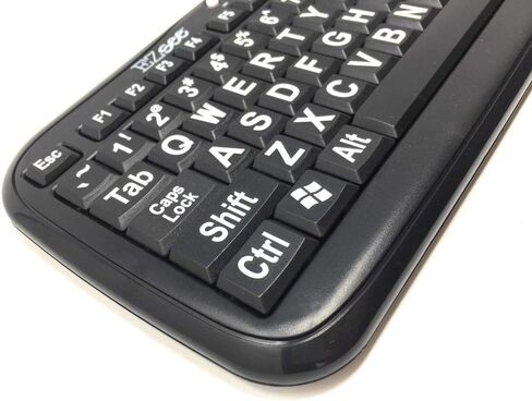 Ezsee Low Vision Keyboard Large White Print Black Keys in Kuwait