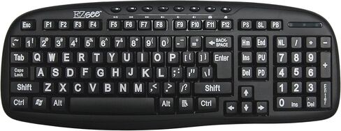 Ezsee Low Vision Keyboard Large White Print Black Keys in Kuwait