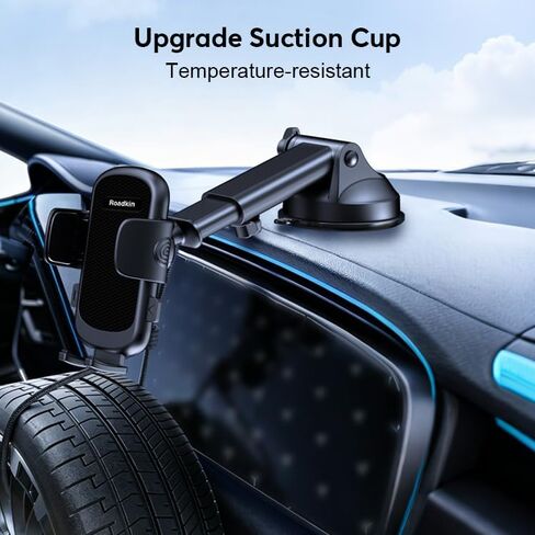 Car Phone Holder,2026 Military Grade,Strongest Suction, Heat Resistant Material, Universal Dashboard and Windshield Mount with Adjustable Suction Cup, Compatible with All Smartphones in Kuwait