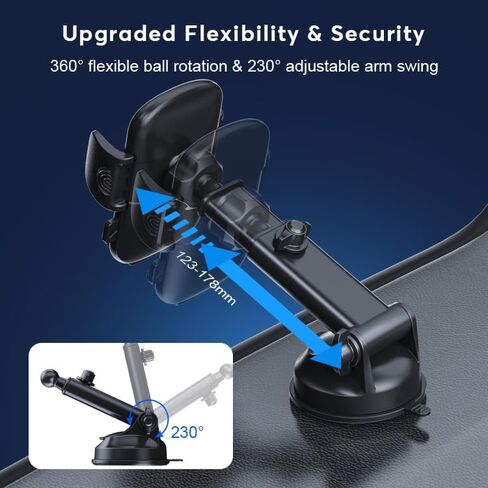 Car Phone Holder,2026 Military Grade,Strongest Suction, Heat Resistant Material, Universal Dashboard and Windshield Mount with Adjustable Suction Cup, Compatible with All Smartphones in Kuwait