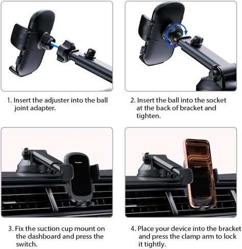 Car Phone Holder,2026 Military Grade,Strongest Suction, Heat Resistant Material, Universal Dashboard and Windshield Mount with Adjustable Suction Cup, Compatible with All Smartphones in Kuwait