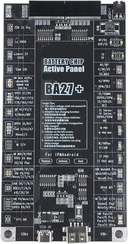BA27+ for battery Activation Test Board for for iphone 6-16 Pro Max & 400+ for android Models, 4.2V-4.5V Regulated Output with LED Display, Type-C Powered Motherboard Reviver Tool with 18 for android in Kuwait