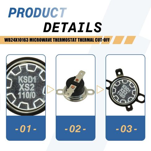 2-Pack WB24X10163 Microwave Thermostat Thermal Cut-Off Compatible with GE Replacements 1473862 AP4339925 PS2321377 EAP2321377 in Kuwait