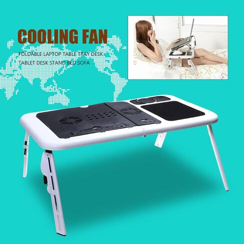 Foldable Laptop Tray Desk with Cooling Fans and Adjustable Angle in Kuwait