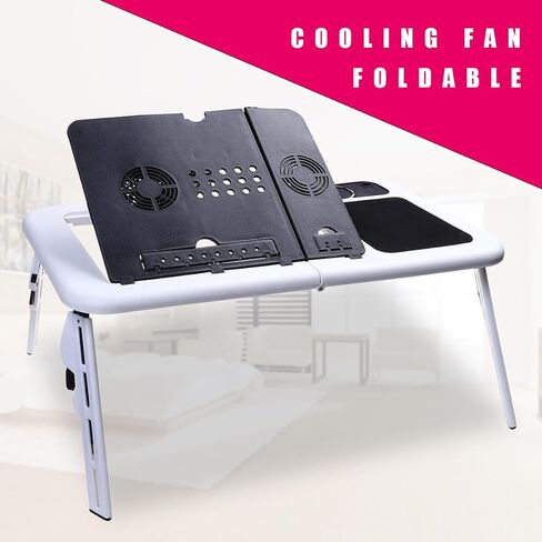 Foldable Laptop Tray Desk with Cooling Fans and Adjustable Angle in Kuwait
