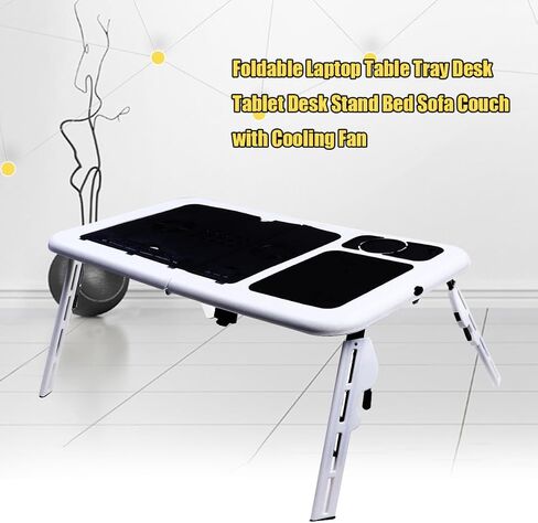 Foldable Laptop Tray Desk with Cooling Fans and Adjustable Angle in Kuwait
