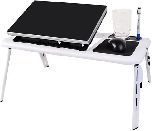 Foldable Laptop Desk with Dual Cooling Fans and Mouse Platform in Kuwait