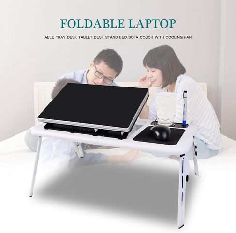 Foldable Laptop Desk with Dual Cooling Fans and Mouse Platform in Kuwait
