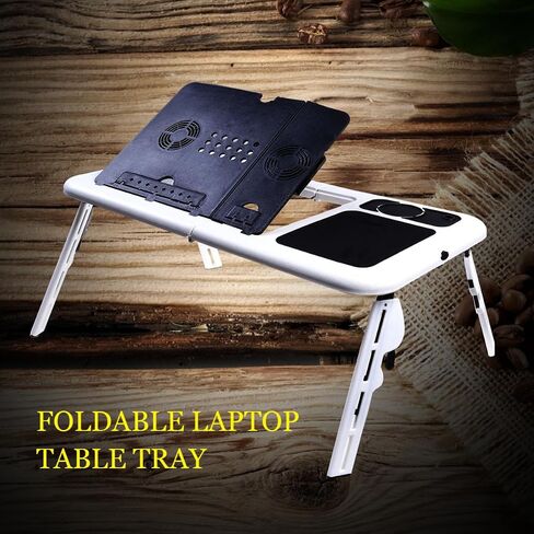 Foldable Laptop Desk with Dual Cooling Fans and Mouse Platform in Kuwait