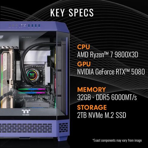 Thermaltake LCGS Reactor 9880F Gaming Desktop (AMD Ryzen™ 7 9800X3D, ToughRam 32GB DDR5 6000MT/s RGB Memory, NVIDIA® GeForce RTX™ 5080, 2TB NVMe M.2, WiFi, Windows 11) T6FD-X870-580-LCS in Kuwait