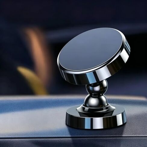 Magnetic Car Phone Holder 360 Degree Rotatable Metal Sticky Suction Cup Mount Universal Dashboard Bracket for Navigation (Black) in Kuwait