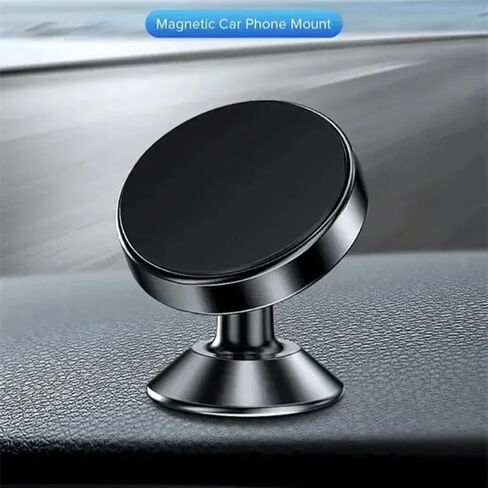 Magnetic Car Phone Holder 360 Degree Rotatable Metal Sticky Suction Cup Mount Universal Dashboard Bracket for Navigation (Black) in Kuwait