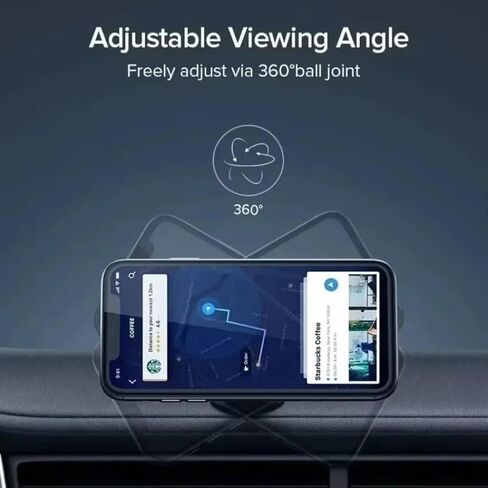 Magnetic Car Phone Holder 360 Degree Rotatable Metal Sticky Suction Cup Mount Universal Dashboard Bracket for Navigation (Black) in Kuwait