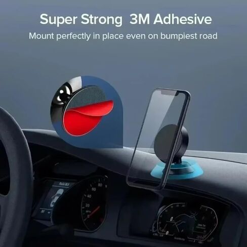 Magnetic Car Phone Holder 360 Degree Rotatable Metal Sticky Suction Cup Mount Universal Dashboard Bracket for Navigation (Black) in Kuwait