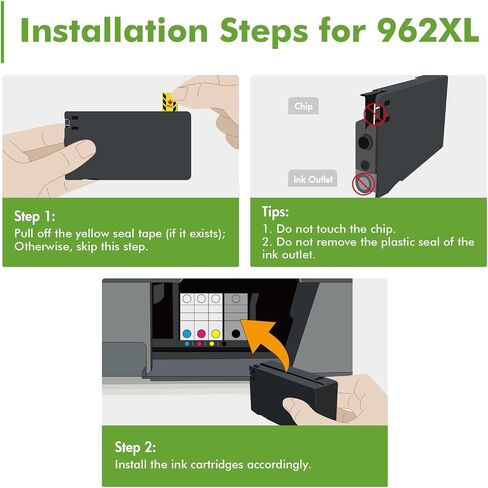 962XL Ink Cartridges Combo Pack for HP Ink 962 OfficeJet Pro 9015e 9010 in Kuwait