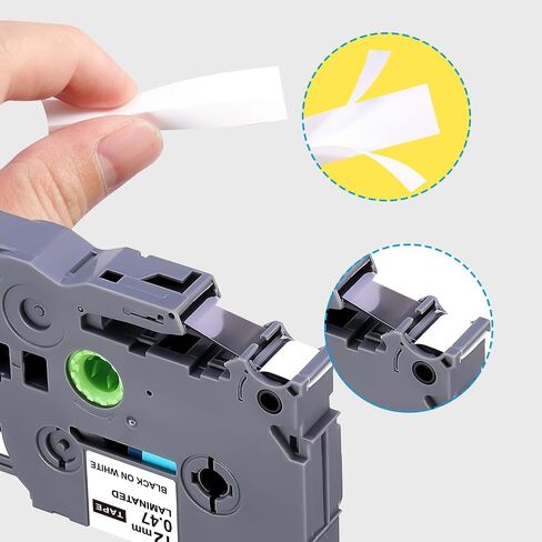 TZE-231 Compatible Label Tape Replacement for Brother TZe-231 TZ-231, Black on White, Compatible for P Touch PT-D200 PT-D210 PTH100 PT-D400, 0.47" x 26.2'(12mm x 8m), 4 Packs in Kuwait