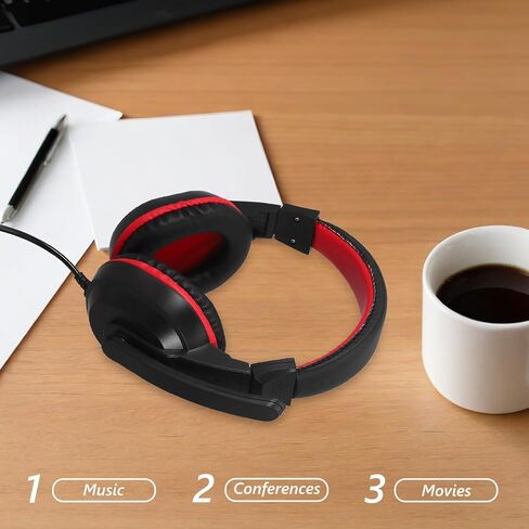 ibasenice Red Wired Gaming Stereo Headset with Mic for PC Calls in Kuwait