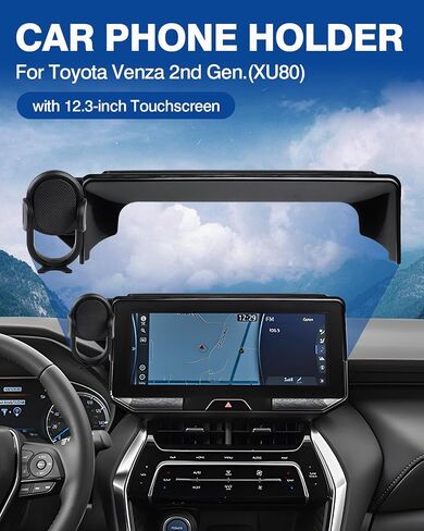 Autorder Car Phone Holder for Toyota Venza 2021 2022 2023 2024 Accessories Phone Mount 12.3" Screen Cell Phone Automobile Cradles 360 Degree Rotation (Not fit Screen with Automatic Light Sensor) in Kuwait