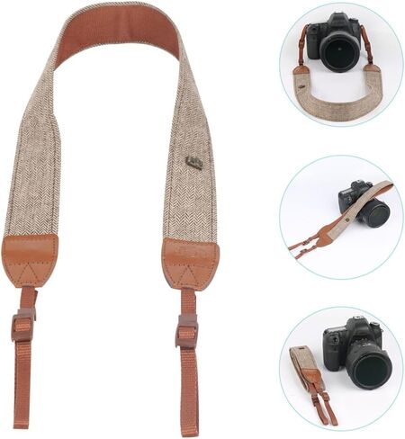 OSALADI Camera Shoulder Strap Wide Cotton Leather Sling for Photographers in Kuwait