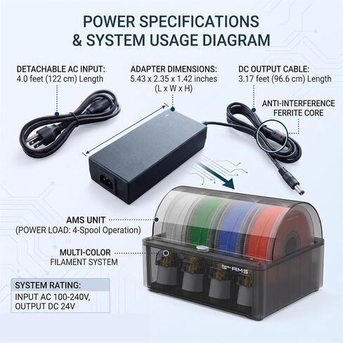 Power Supply for Bambu Lab AMS 2 Pro, 24V 4A Switching Adapter in Kuwait