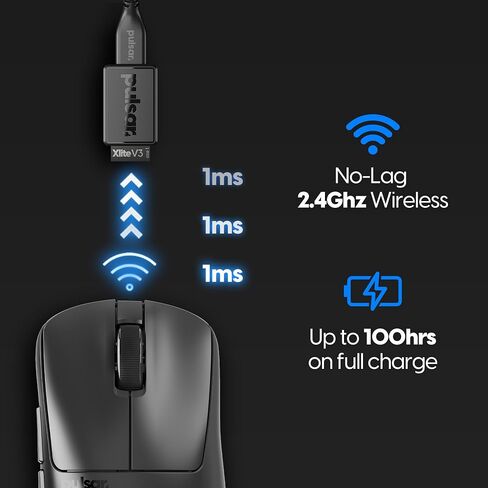 Pulsar Gaming Gears Xlite v3 Wireless Gaming Mouse, Mini, Black in Kuwait