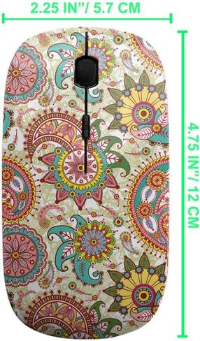 2.4GHz USB Wireless Mouse, Paisley Flowers Pattern, Ergonomic Slim Computer Mice for Kids in Kuwait