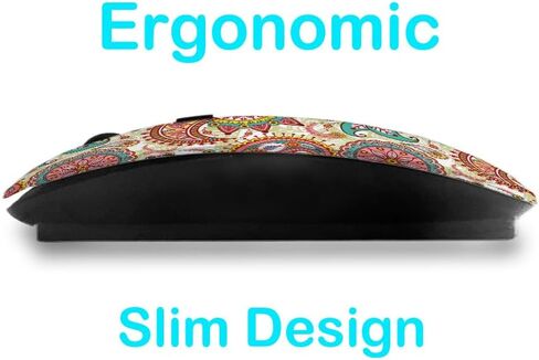 2.4GHz USB Wireless Mouse, Paisley Flowers Pattern, Ergonomic Slim Computer Mice for Kids in Kuwait