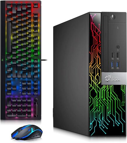 BTO RGB SFF Desktop Computer — Intel Core i5-8500 8th Gen — 16GB DDR4 RAM — 128GB SSD — 500GB HDD — GeForce GT 1030 — RGB Keyboard & Mouse — Wi-Fi — Gaming PC — Windows 11 Pro (Renewed) in Kuwait