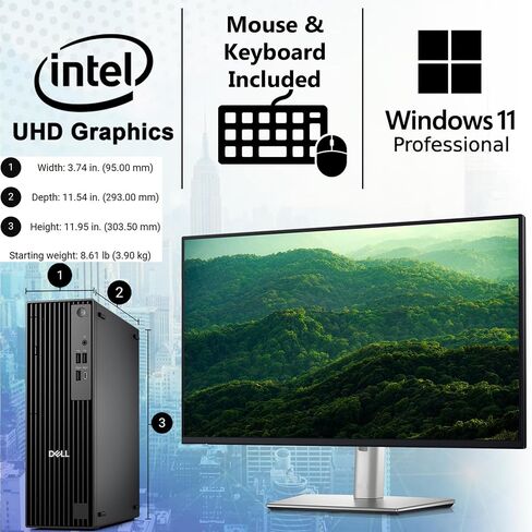 Dell Pro Slim QCS1250 Intel i7-14700, 32GB DDR5 RAM, 1TB SSD PCIe, RJ-45, DP Port, HDMI, Wired Keyboard & Mouse, Windows 11 Pro, Business Desktop - Black in Kuwait