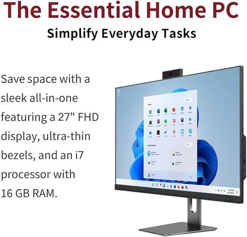 27" All-in-One Desktop Computer, i7 CPU, 16GB RAM, 512GB SSD, Win 11 Home in Kuwait