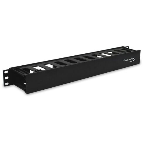 Wavenet – 1U Singled-Sided Finger Duct Cable Manager Panel, Horizontal Slotted Wire Duct with Cover for Standard 19" 2-Post and 4-Post Server Racks in Kuwait