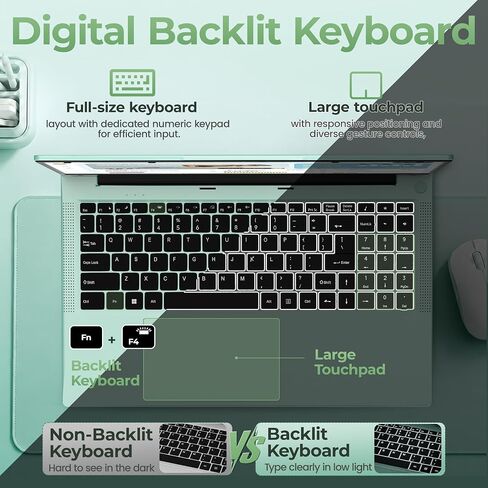 15.6 Inch Green Laptop Computer, 16GB RAM 256GB SSD, Core M3-7Y30 CPU in Kuwait