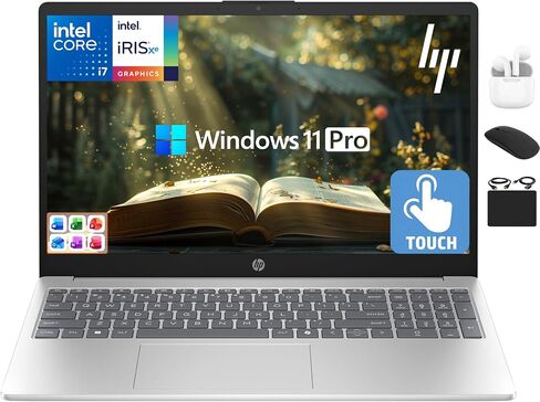 HP 15.6" FHD Touchscreen Laptop 2025-2026 Student Business, Ultra Powerful AI Computer, Lifetime Office, 10-Core Intel i7, 32GB RAM, 1.5TB Storage (1TB SSD+500GB Ext), Wi-Fi 6, HubxcelAccs, Win 11 Pro in Kuwait