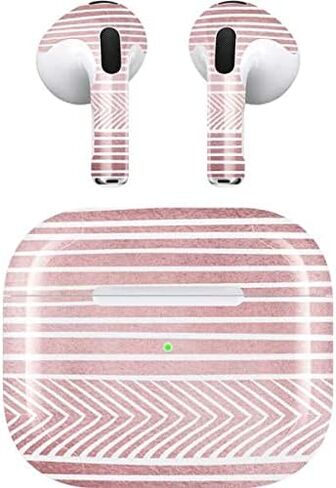 Skinit Decal Audio Skin Compatible with Apple AirPods (3rd Gen, 2021) - Skinit Originally Designed Pink and White Stripes Design in Kuwait