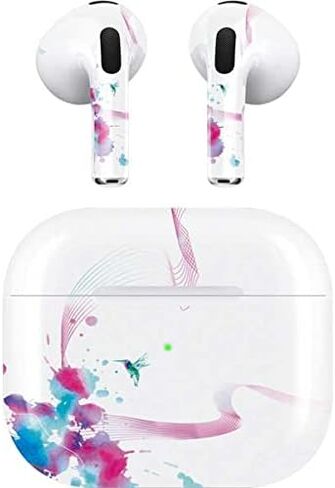 Skinit Decal Audio Skin Compatible with Apple AirPods (3rd Gen, 2021) - Skinit Originally Designed Violet Harmony (Hummingbird) Design in Kuwait
