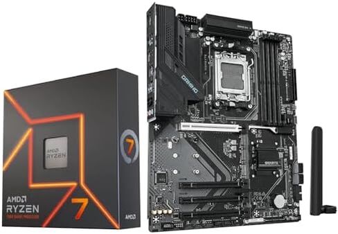 Micro Center CPU Motherboard Memory Combo: AMD Ryzen 7 7700X CPU Processor + GIGABYTE B850 Gaming Motherboard + KLEVV Urbane V RGB DDR5 32GB 6000MHz CL30 Ram Memory White in Kuwait