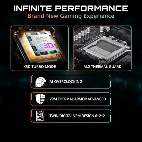 Micro Center CPU Motherboard Memory Combo: AMD Ryzen 7 7700X CPU Processor + GIGABYTE B850 Gaming Motherboard + KLEVV Urbane V RGB DDR5 32GB 6000MHz CL30 Ram Memory White in Kuwait