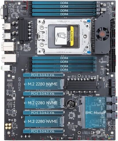 H12D 8D Motherboard with EPYC 7K62 BMC Module Support 8 Channel Memory Slot Dual 2.5G Network IPMI in Kuwait